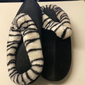 Large Zebra Velour Slipper